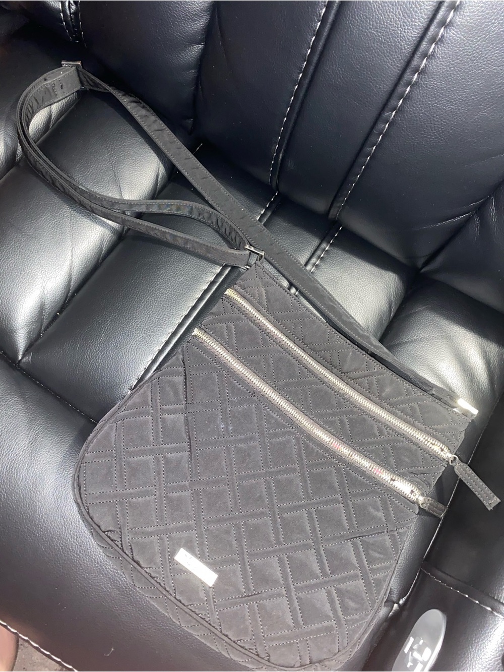 Vera Bradley Black Quilted Crossbody Bag with Dual Zippers